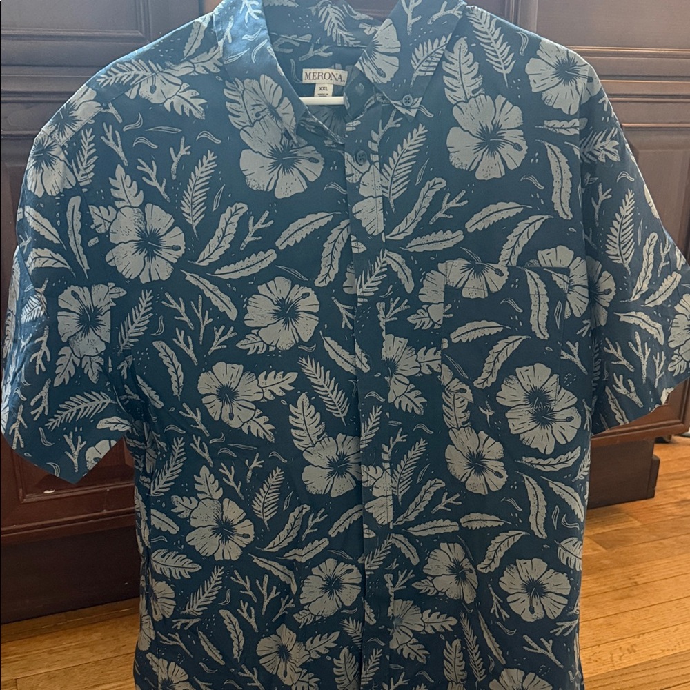 Merona Blue Floral Men's Casual Shirt